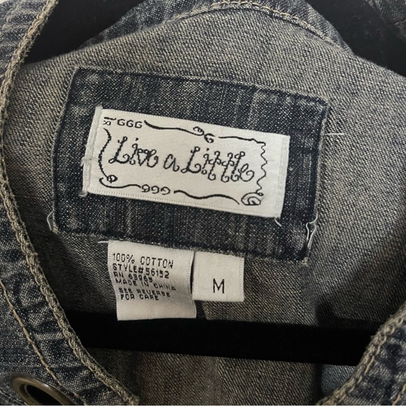 Live A Little Blue Jean Jacket with button and zipper details - Picture 7 of 8